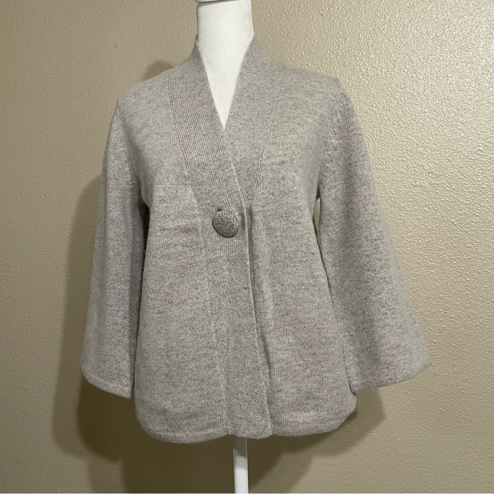 Carole Little Wool Angora Light‎ Gray Cardigan vintage